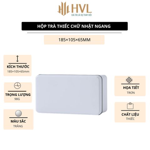 Hộp Trà Thiếc Chữ Nhật Ngang 185x105x65 mm