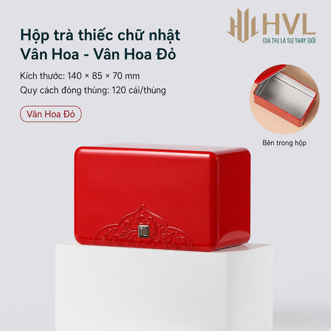 Hộp Trà Thiếc Chữ Nhật Vân Hoa HT86 | Bao Bì HVL