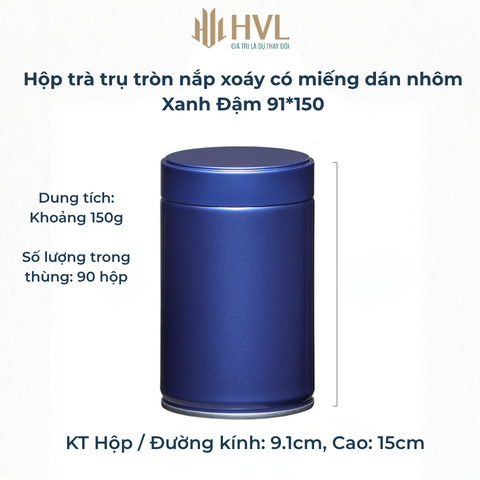 Hộp trà đựng trà trụ tròn nắp xoáy