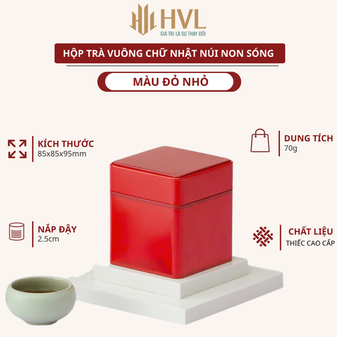 Hộp Trà Thiếc Vuông HT47 Họa Tiết Núi Non Sóng - Sang Trọng & Tinh Tế HVL