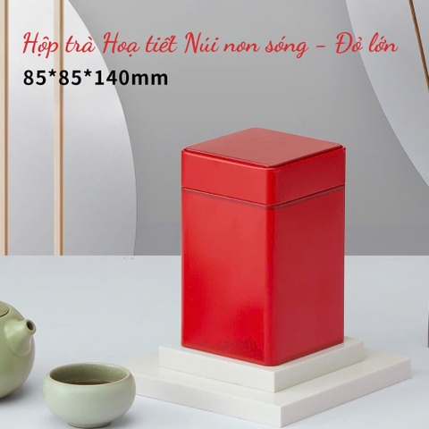Hộp Trà Thiếc Vuông HT47 Họa Tiết Núi Non Sóng - Sang Trọng & Tinh Tế HVL