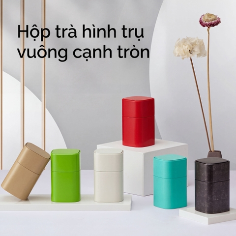 Hộp Trà Hình Trụ Vuông Cạnh Tròn HT69 HVL - Thiết Kế Hiện Đại, Sang Trọng