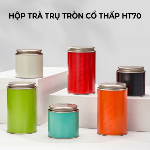 Hộp Trà Thiếc Trụ Tròn Cổ Thấp HT70 - Đa Dạng Kích Thước & Màu Sắc