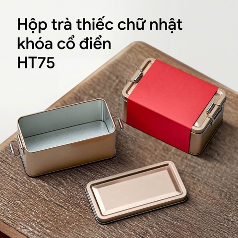 Hộp Trà Thiếc Chữ Nhật Khóa Cổ Điển HT75 - Sang Trọng & Kín Khí | BAOBIHVL
