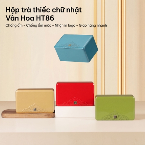 Hộp Trà Thiếc Chữ Nhật Vân Hoa HT86 | Bao Bì HVL