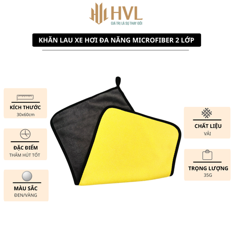 Khăn lau xe hơi đa năng Microfiber 2 Lớp