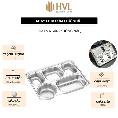 Khay chia cơm chữ nhật