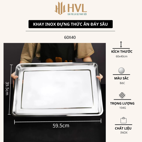 Khay inox đựng thức ăn đáy sâu