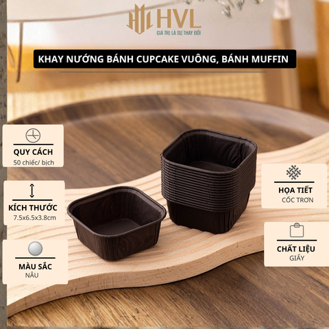 Khay nướng bánh cupcake vuông, bánh Muffin bằng giấy mini