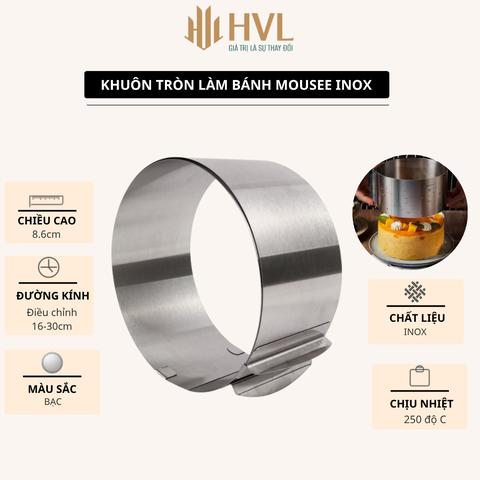 Khuôn tròn làm bánh mousee thép không gỉ
