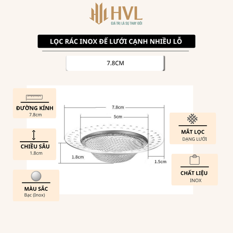 Lọc rác inox đế lưới cạnh nhiều lỗ