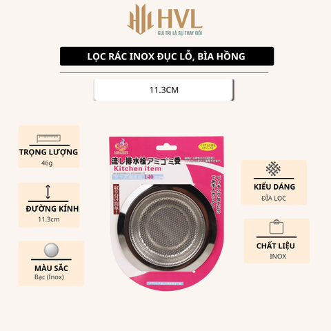 Lọc rác inox đục lỗ, bìa hồng