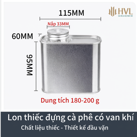 Lon thiếc đựng cà phê có van khí