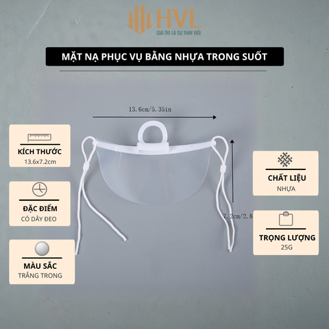 Mặt nạ phục vụ bằng nhựa trong suốt