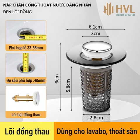 Nắp Chặn Cống Thoát Nước Bồn Rửa Dạng Nhấn