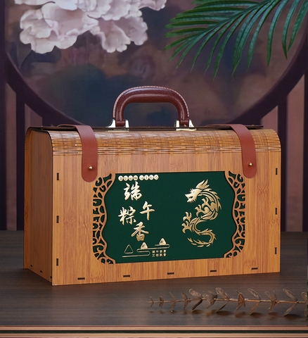 Bộ Vali Gỗ Đựng Quà Rồng Vàng Cao Cấp - Hộp Quà Tết Sang Trọng, Phong Cách Hoàng Gia