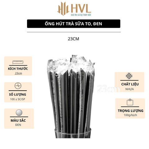 Ống hút trà sữa to, đen