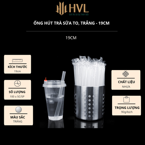 Ống hút trà sữa to, trắng