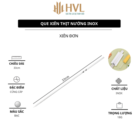 Que xiên thịt nướng inox