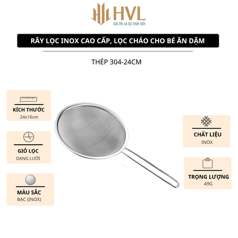 Rây lọc Inox cao cấp, lọc cháo cho bé ăn dặm, đủ size