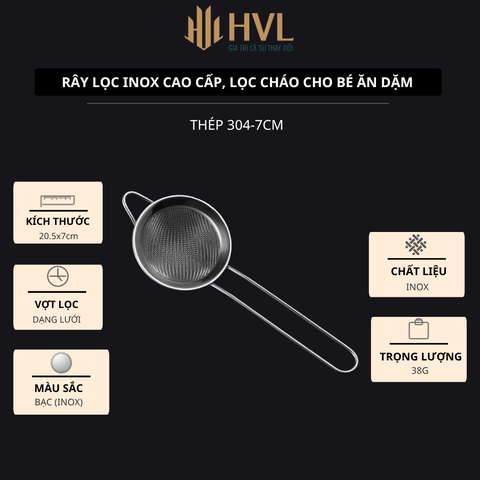 Rây lọc Inox cao cấp, lọc cháo cho bé ăn dặm, đủ size