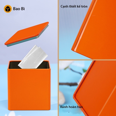 Hộp thiếc đựng trà hình hộp vuông, nhiều màu - HVL TEA