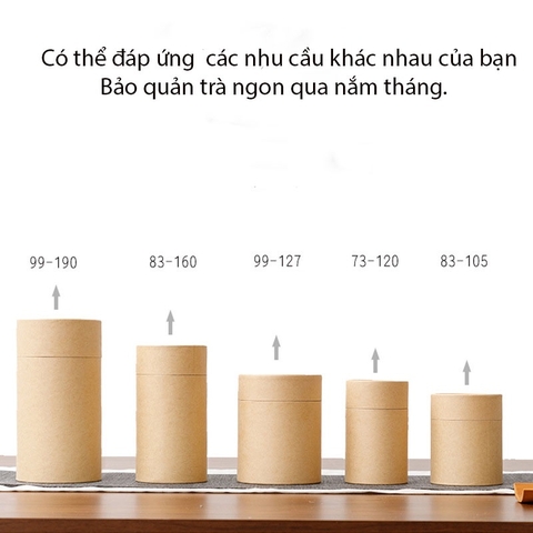 Hộp đựng trà, lọ đựng hạt kho, thảo dược, chất liệu kraft nhôm nắp giấy - HVL TEA