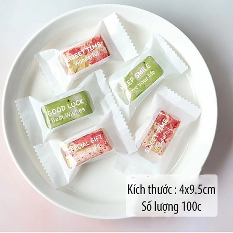 Túi đựng bánh kẹo 4in1 viền trắng chữ tiếng anh hàn nhiệt
