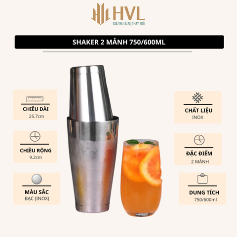 Shaker 2 mảnh 750/600 ml