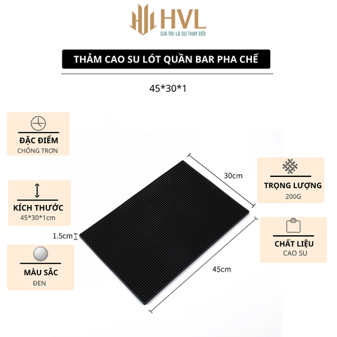 Thảm lót quầy bar, lót quầy pha chế chống trượt - HVL TEA - 30x45