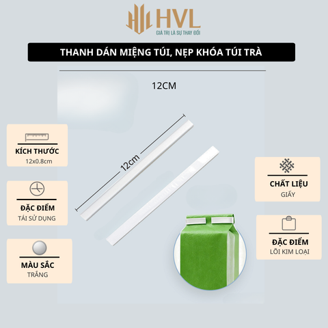 Thanh dán miệng túi, nẹp khóa túi trà
