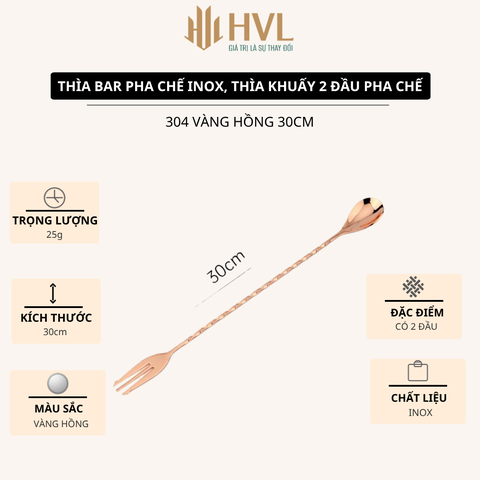 Thìa bar pha chế inox, thìa khuấy 2 đầu pha chế