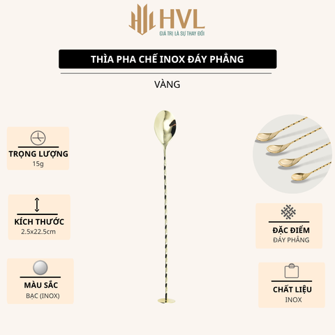 Thìa bar pha chế inox, thìa khuấy 2 đầu pha chế