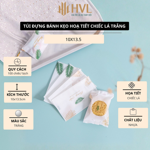 Túi đựng bánh kẹo hoạ tiết Chiếc Lá Trắng