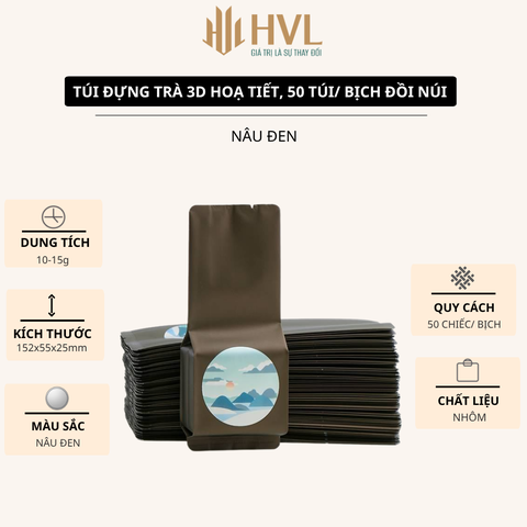 Túi đựng trà 3D hoạ tiết đồi núi cao cấp, 50 túi/sp - HVL TEA