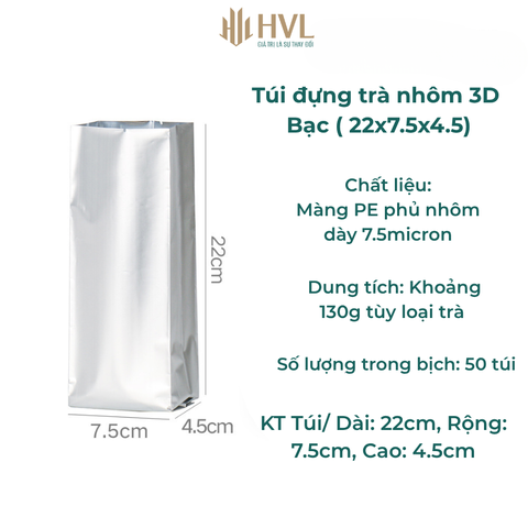 Túi nhôm 3D đựng trà, túi hút chân không niêm phong