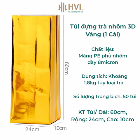 Túi nhôm 3D đựng trà, túi hút chân không niêm phong