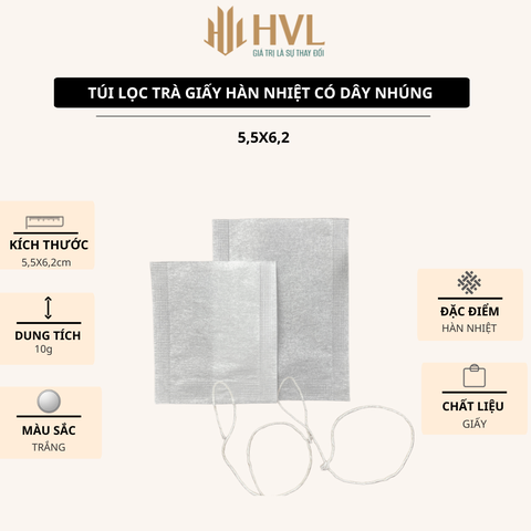Combo 100 Túi lọc trà giấy hàn nhiệt có dây nhúng - HVL