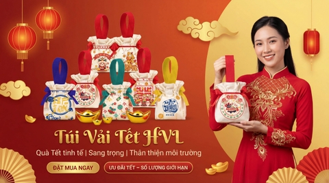 Túi Vải Tết HVL 2026 - Túi Canvas Đựng Quà Mini Sang Trọng & Gọn Nhẹ