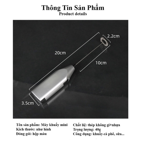 Máy khuấy mini tạo bọt, đánh cafe, đánh sữa tạo bọt di động cầm tay - HVL TEA