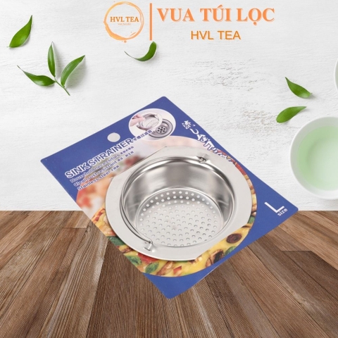 Lọc rác bồn rửa bát, rửa chén inox, bộ lọc chậu rửa chống tắc, có quai inox - HVL TEA