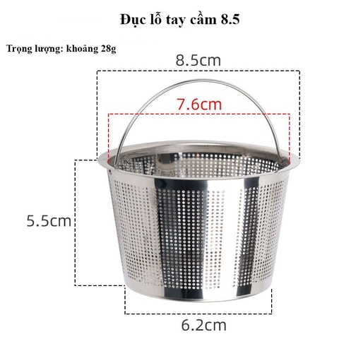 Lọc rác bồn rửa bát, rửa chén inox, bộ lọc chậu rửa chống tắc, có quai inox - HVL TEA