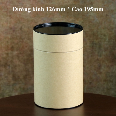 Hộp đựng trà, các loại hạt, đồ khô bằng giấy kraft nắp đen - HVL TEA