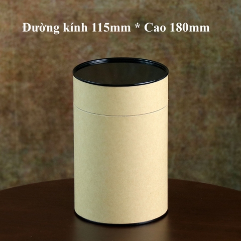 Hộp đựng trà, các loại hạt, đồ khô bằng giấy kraft nắp đen - HVL TEA