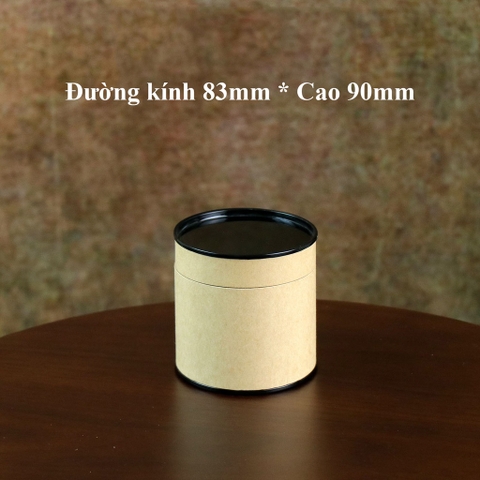 Hộp đựng trà, các loại hạt, đồ khô bằng giấy kraft nắp đen - HVL TEA