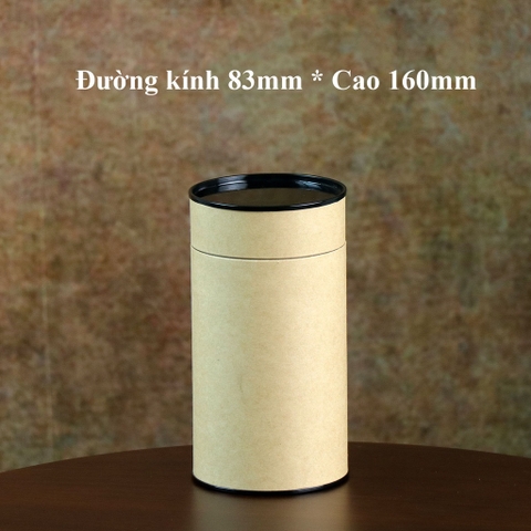 Hộp đựng trà, các loại hạt, đồ khô bằng giấy kraft nắp đen - HVL TEA