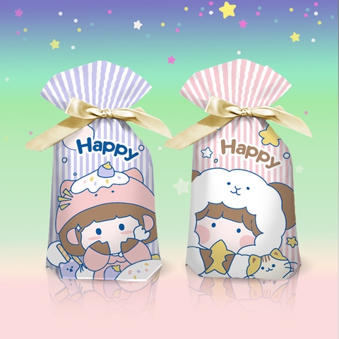 Túi đựng bánh kẹo có Dây Nơ, nhiều họa tiết, bao bì đựng bánh buộc dây 50 túi/sp - VUA BAO BÌ