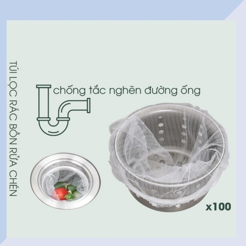 100 Túi Lọc Rác Bồn Rửa Chén Bát Chính Hãng, Thoát Sàn Nhanh Gấp 5 Lần, Siêu Rẻ - BARTENDER