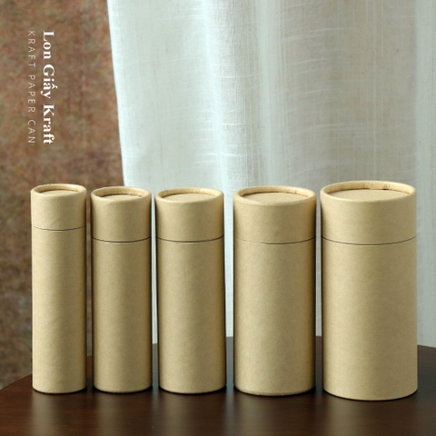 Hộp đựng trà, lọ đựng hạt kho, thảo dược, chất liệu kraft nhôm nắp giấy - HVL TEA
