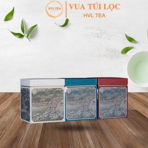 Hộp đựng trà giấy vuông kèm túi hoạ tiết thời cổ đại - HVL TEA